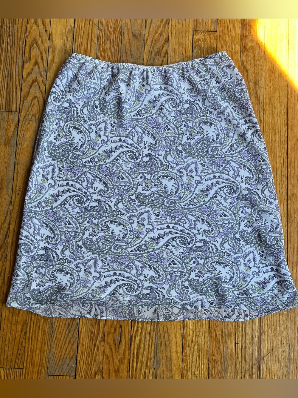 Purple and white paisley print fairy midi skirt